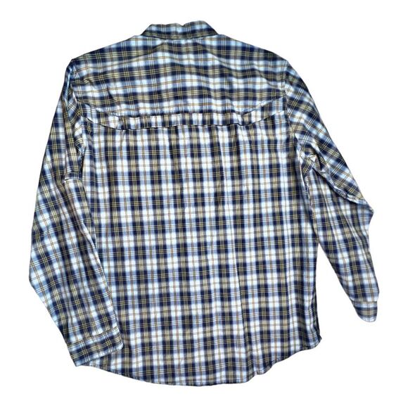 Timberland Men's Blue Button Down Hydro Blocker Long Sleeve Checkered Shirt Sz L - Picture 10 of 12